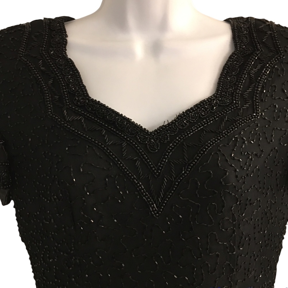 Vtg silk beaded short sleeve top India